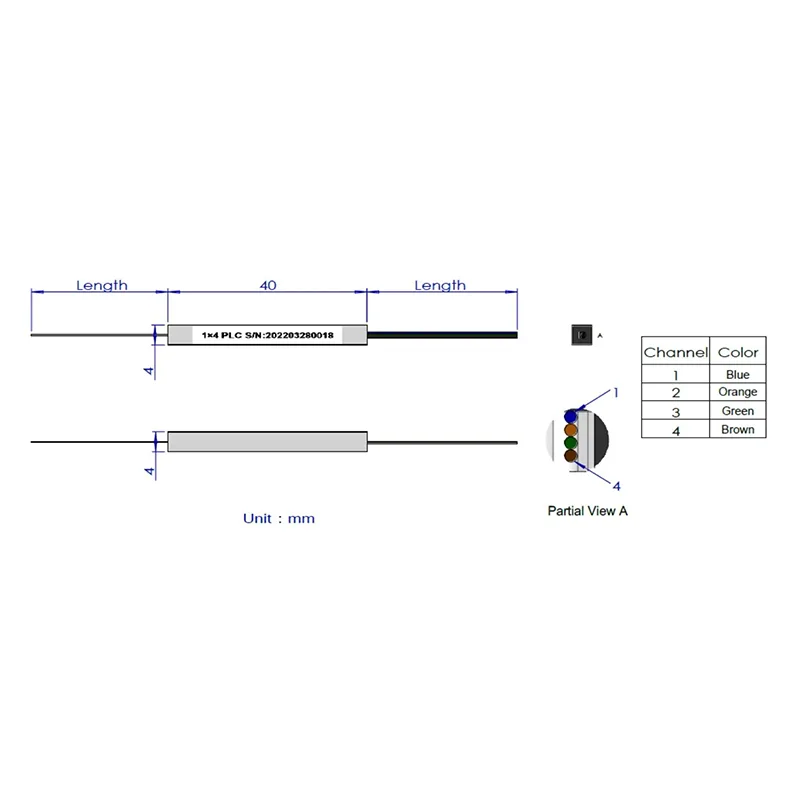 1*4 1*8 PLC Splitter (тип на голи влакна)